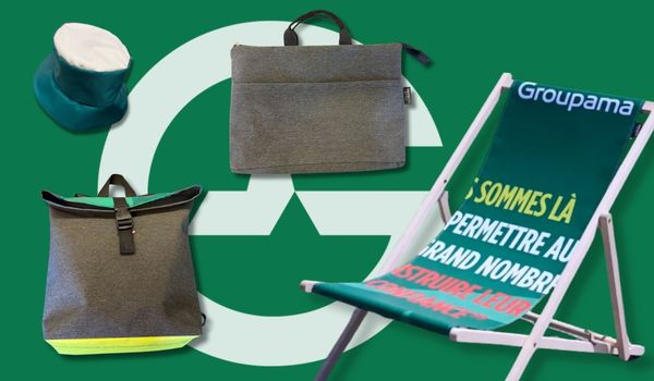 sac à dos, housse d'ordinateur, bob et transat à partir de baches et autres supports de communication upcyclés